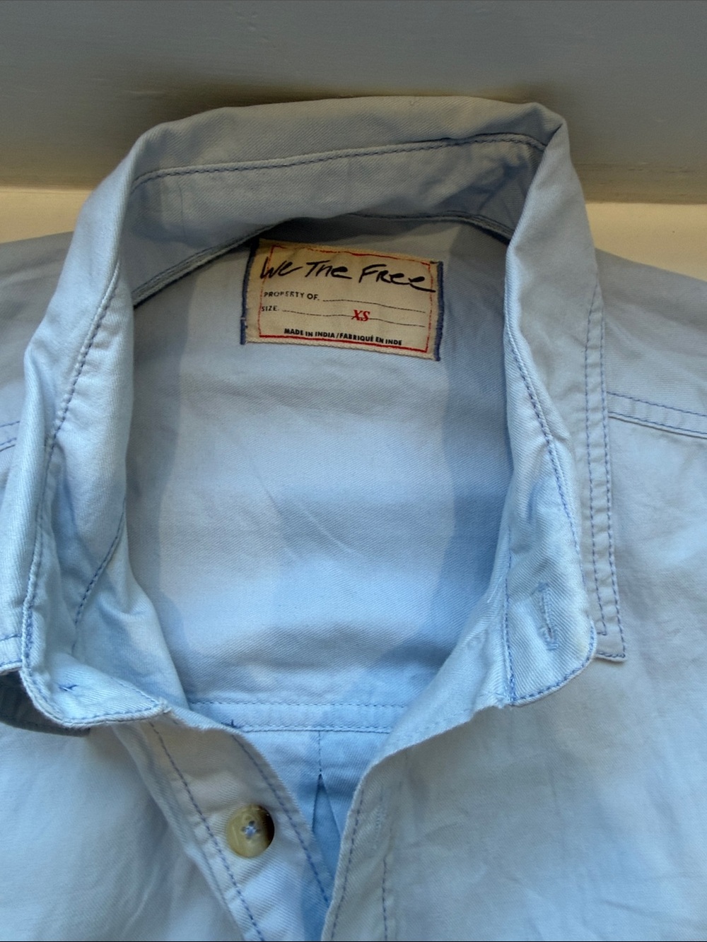 NWOT Free People Freddie oversized Light Blue Button-down cotton shirt size XS - Picture 3 of 12